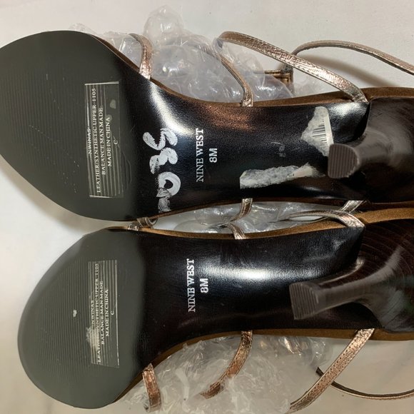Nine West Sandals Heels With Rhinestones Bronze - Picture 8 of 8